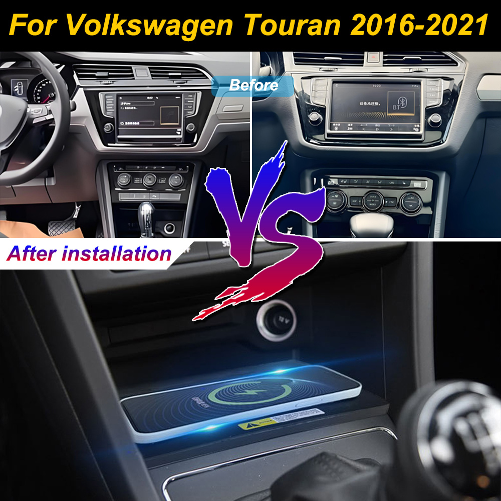 Wireless Car Charger Mount Fast Charging - 2 Din для Volkswagen Touran 2016-2021: