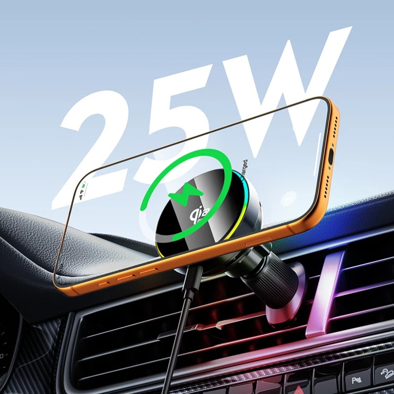 Wireless Car Charger Mount Fast Charging - Беспроводное магнитное автомобильное зарядное устройство Qi2